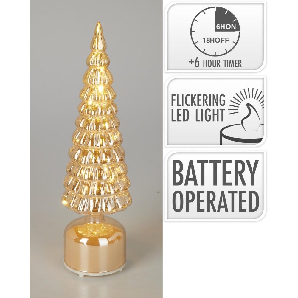 ALBERO VETRO LED 36CM AMBRA 2A